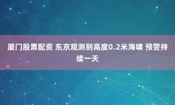 厦门股票配资 东京观测到高度0.2米海啸 预警持续一天